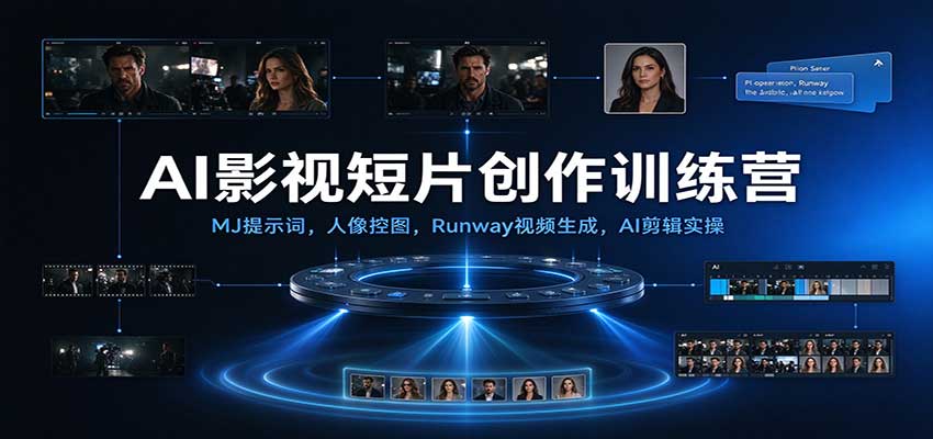 AI影视短片创作训练营:MJ提示词,人像控图,Runway视频生成,AI剪辑实操-赛德副业库