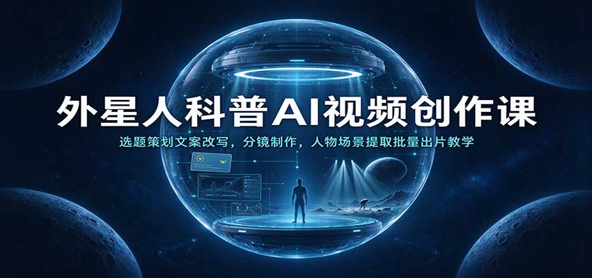 外星人科普AI视频创作课：选题策划文案改写，分镜制作，人物场景提取批量出片教学-赛德副业库