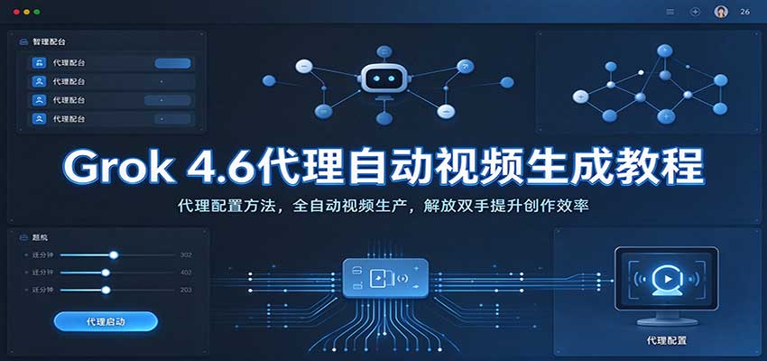 Grok 4.6代理自动视频生成教程:代理配置方法,全自动视频生产,解放双手提升创作效率-赛德副业库