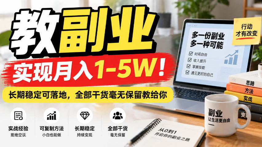 “教副业”实现月入1-5W!长期稳定可落地,全部干货毫无保留教给你【揭秘】-赛德副业库