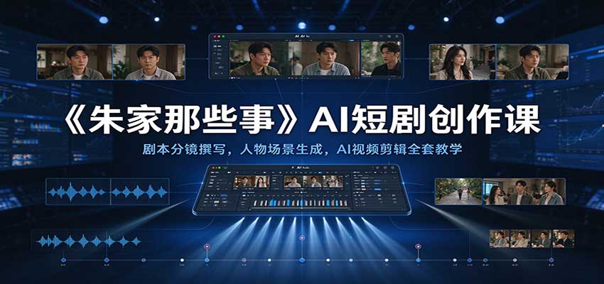 《朱家那些事》AI短剧创作课:剧本分镜撰写,人物场景生成,AI视频剪辑全套教学-赛德副业库