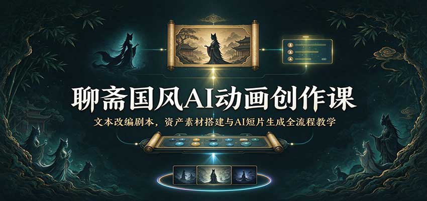 聊斋国风AI动画创作课:文本改编剧本,资产素材搭建与AI短片生成全流程教学-赛德副业库