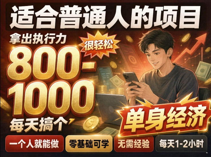单身交友社群,普通人拿出执行力一个人每天搞个800-1k很轻松,普通人随时入局,无需经验【揭秘】-赛德副业库