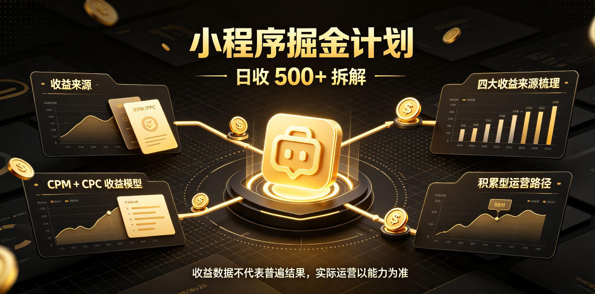 小程序推广计划,日收500+,腾讯官方打款,客户留存率高,收益长期稳定【揭秘】-赛德副业库