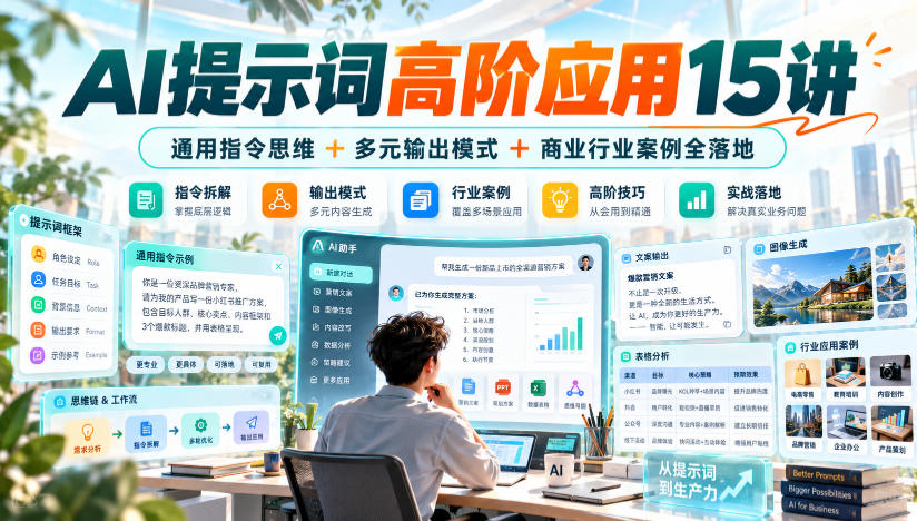 AI提示词高阶应用15讲｜通用指令思维+多元输出模式+商业行业案例全落地-赛德副业库