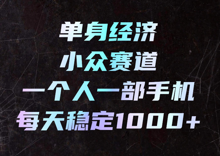 单身经济小众赛道，一个人一部手机，每天稳定1000+，利用下班碎片时间即可【揭秘】-赛德副业库