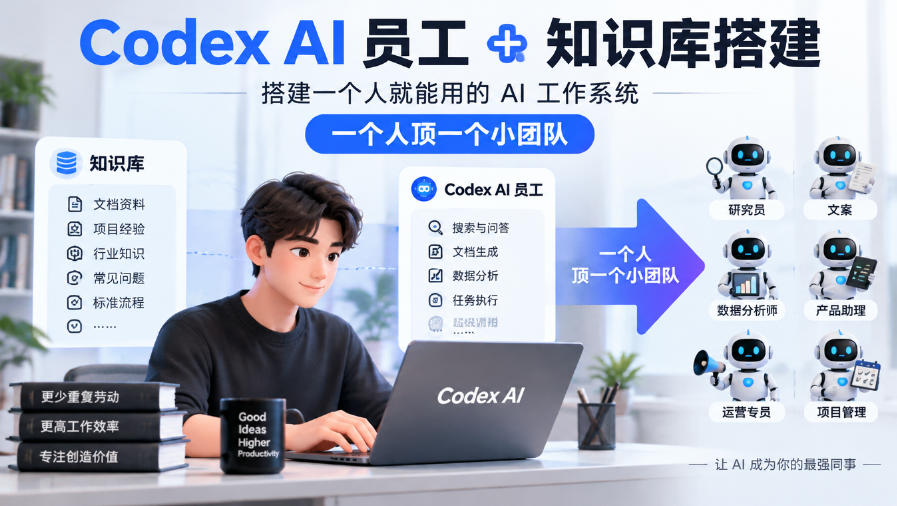 Codex AI员工+知识库搭建,搭建一个人就能用的AI工作系统,一个人顶一个小团队-赛德副业库