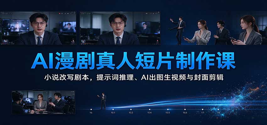 AI漫剧真人短片制作课：小说改写剧本，提示词推理、AI出图生视频与封面剪辑-赛德副业库