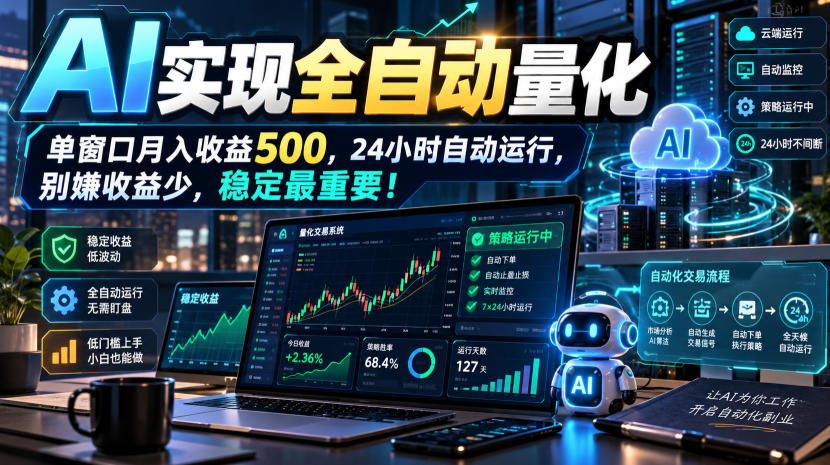 AI全自动量化项目,长期稳定可落地,0门槛躺赚稳定项目!-赛德副业库