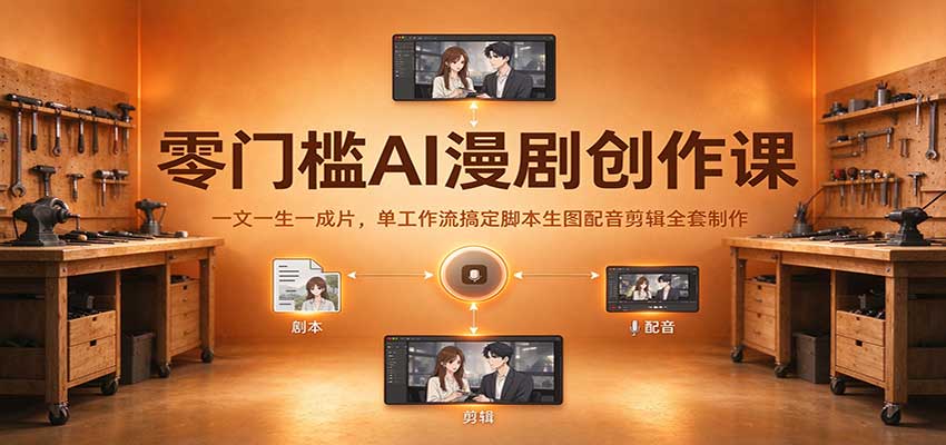 零门槛AI漫剧创作课:一文一生一成片,单工作流搞定脚本生图配音剪辑全套制作-赛德副业库