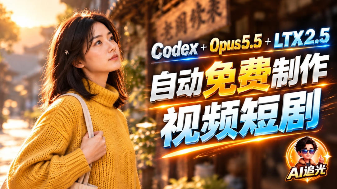 【无水印】Codex出图+免费LTX-2.5生成视频，Claude Opus 5.5全自动剪出1分钟情感短剧《停了的表》-赛德副业库