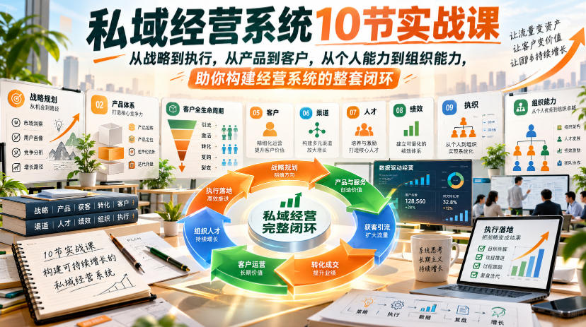 私域经营系统10节实战课，从战略到执行，从产品到客户，从个人能力到组织能力，助你构建经营系统的整套闭环-赛德副业库