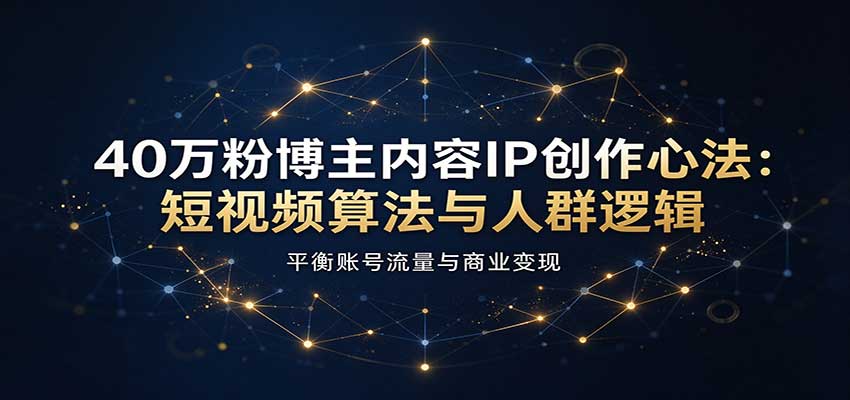 40万粉博主内容IP创作心法:短视频算法与人群逻辑,平衡账号流量与商业变现-赛德副业库