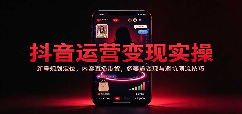 抖音运营变现实操:新号规划定位,内容直播带货,多赛道变现与避坑限流技巧-赛德副业库