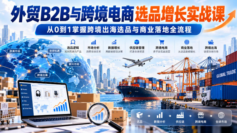 外贸B2B与跨境电商选品增长实战课,从0到1掌握跨境出海选品与商业落地全流程-赛德副业库