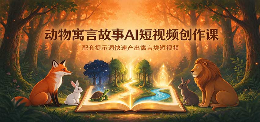 动物寓言故事AI短视频创作课:配套提示词快速产出寓言类短视频-赛德副业库