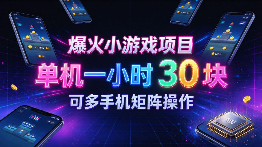 爆火小游戏撸金项目，实测单机一小时30+，可多手机矩阵操作，新手看完一遍就能上手【揭秘】-赛德副业库