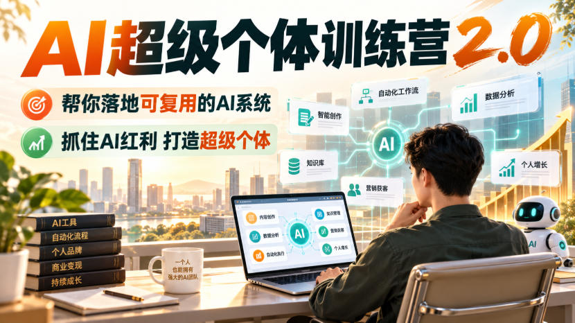 AI超级个体训练营2.0,帮你落地可复用的AI系统,抓住AI红利打造超级个体-赛德副业库